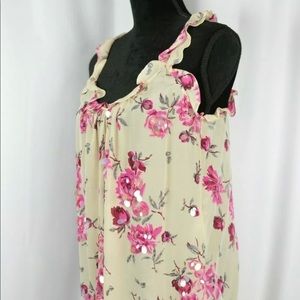 Rebecca Taylor Ruffled Floral Sequin Blouse Size 2